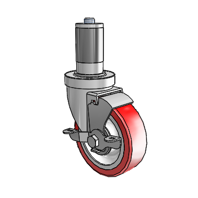 30 Series Expanding Adapter Zinc Swivel Caster with 4 x 1.25 Advantage Heat (Flat) Wheel and VertiLoc Brake
