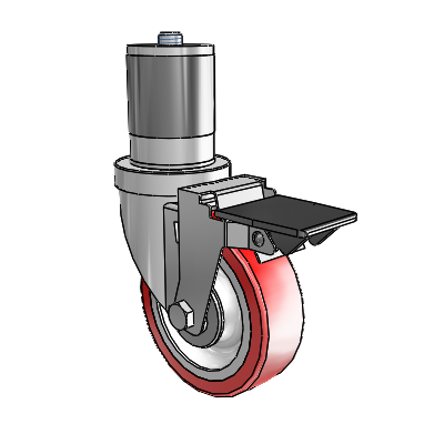 30 Series Expanding Adapter Zinc Swivel Caster with 4 x 1.25 Advantage Heat (Flat) Wheel and PosiLoc Brake