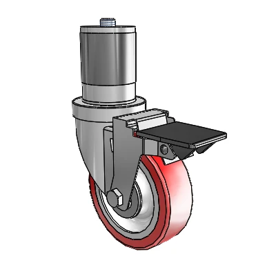 30 Series Expanding Adapter Zinc Swivel Caster with 4 x 1.25 Advantage Heat (Flat) Wheel and PosiLoc Brake