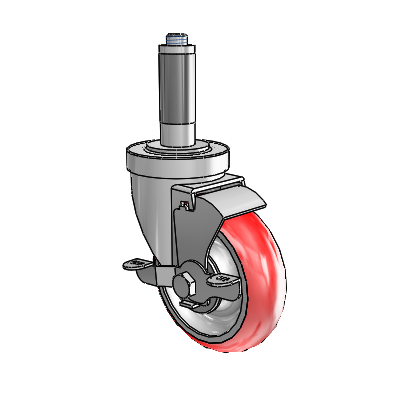 30 Series Expanding Adapter Zinc Swivel Caster with 4 x 1.25 Advantage Heat (Round) Wheel and VertiLoc Brake