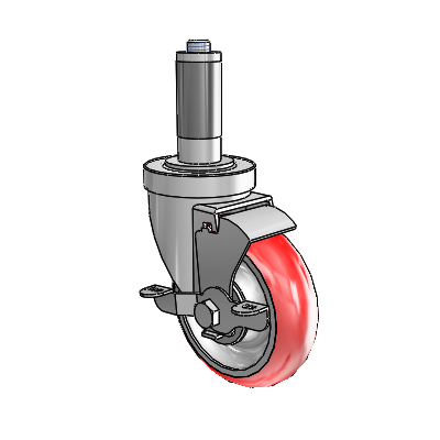30 Series Expanding Adapter Zinc Swivel Caster with 4 x 1.25 Advantage Heat (Round) Wheel and VertiLoc Brake