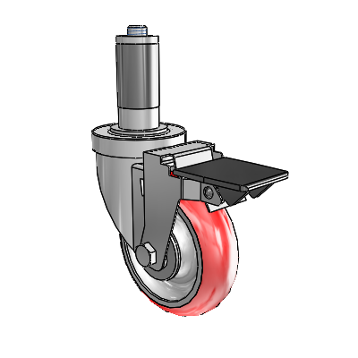 30 Series Expanding Adapter Zinc Swivel Caster with 4 x 1.25 Advantage Heat (Round) Wheel and PosiLoc Brake