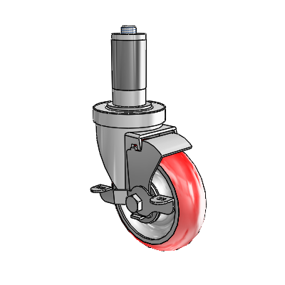 30 Series Expanding Adapter Zinc Swivel Caster with 4 x 1.25 Advantage Heat (Round) Wheel and VertiLoc Brake