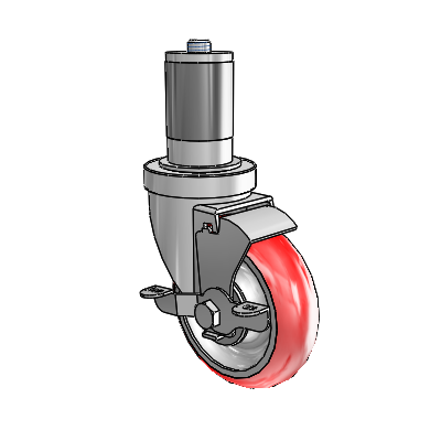30 Series Expanding Adapter Zinc Swivel Caster with 4 x 1.25 Advantage Heat (Round) Wheel and VertiLoc Brake