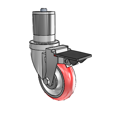 30 Series Expanding Adapter Zinc Swivel Caster with 4 x 1.25 Advantage Heat (Round) Wheel and PosiLoc Brake