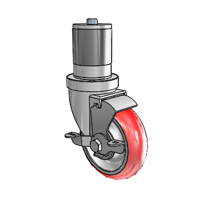 30 Series Expanding Adapter Zinc Swivel Caster with 4 x 1.25 Advantage Heat (Round) Wheel and VertiLoc Brake