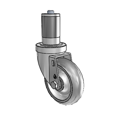 30 Series Expanding Adapter Zinc Swivel Caster with 4 x 1.25 PolyLock (Grey) Wheel