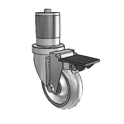 30 Series Expanding Adapter Zinc Swivel Caster with 4 x 1.25 PolyLock (Grey) Wheel and PosiLoc Brake
