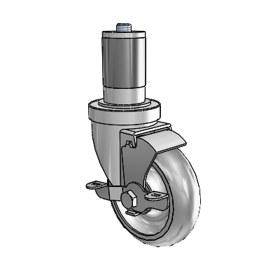 30 Series Expanding Adapter Zinc Swivel Caster with 4 x 1.25 Advantage TPR (Round) Wheel and VertiLoc Brake
