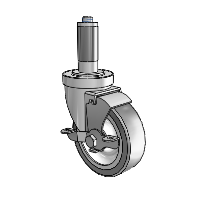 30 Series Expanding Adapter Zinc Swivel Caster with 4 x 1.25 Advantage TPR (Flat) Wheel and VertiLoc Brake