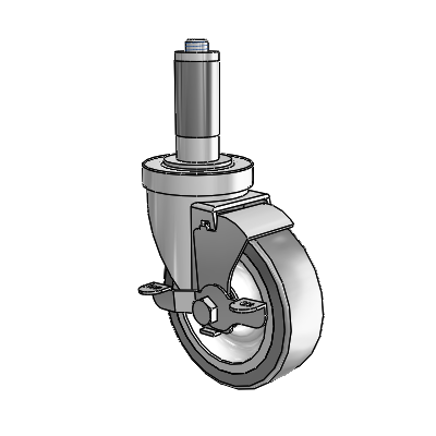 30 Series Expanding Adapter Zinc Swivel Caster with 4 x 1.25 Advantage TPR (Flat) Wheel and VertiLoc Brake