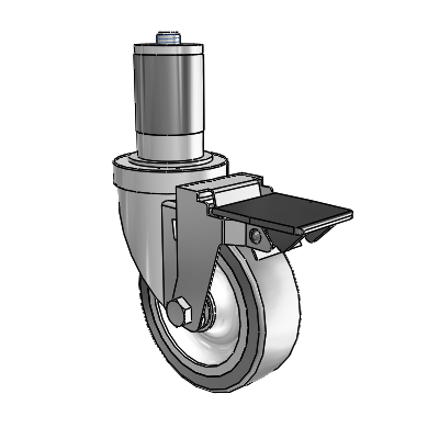 30 Series Expanding Adapter Zinc Swivel Caster with 4 x 1.25 Advantage TPR (Flat) Wheel and PosiLoc Brake