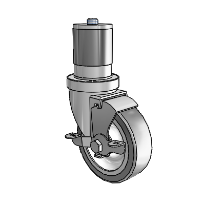 30 Series Expanding Adapter Zinc Swivel Caster with 4 x 1.25 Advantage TPR (Flat) Wheel and VertiLoc Brake
