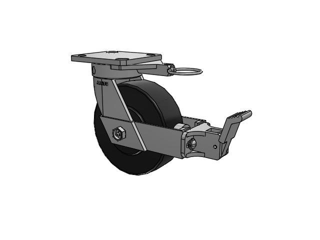110 Series Kingpinless Top Plate Swivel Caster with 6 x 2 Black Polymer NX - Trionix High Impact Polymer Wheel and Face Brake