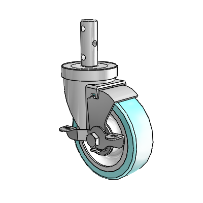S30 Series Round Stem Stainless Steel Swivel Caster with 4 x 1.25 Advantage Health Wheel and VertiLoc Brake