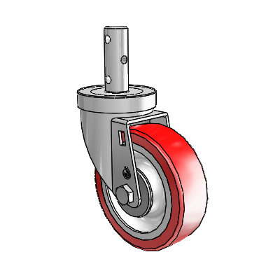 S30 Series Round Stem Stainless Steel Swivel Caster with 4 x 1.25 Advantage Heat (Flat) Wheel
