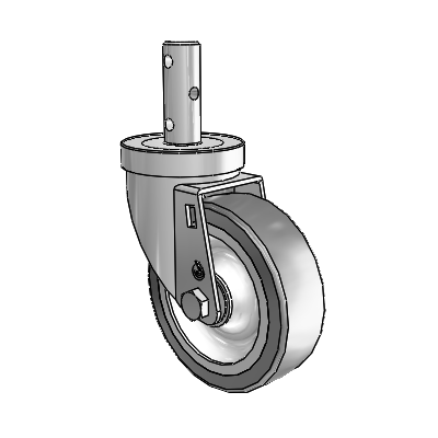 S30 Series Round Stem Stainless Steel Swivel Caster with 4 x 1.25 Advantage TPR (Flat) Wheel