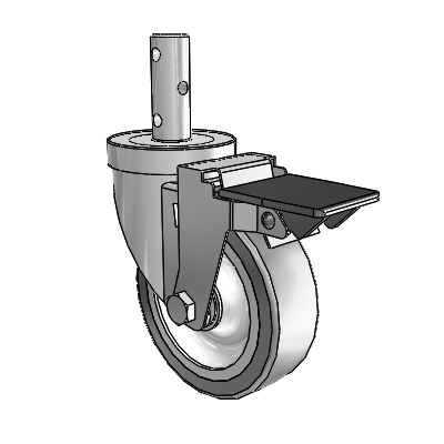 S30 Series Round Stem Stainless Steel Swivel Caster with 4 x 1.25 Advantage TPR (Flat) Wheel and PosiLoc Brake