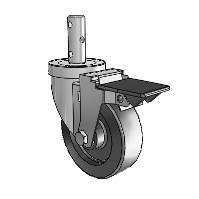 S30 Series Round Stem Stainless Steel Swivel Caster with 4 x 1.25 Polyolefin Wheel and PosiLoc Brake