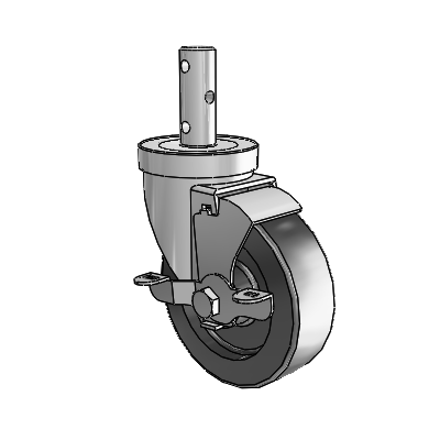S30 Series Round Stem Stainless Steel Swivel Caster with 4 x 1.25 Polyolefin Wheel and VertiLoc Brake