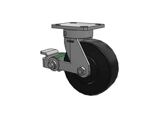 110 Series Kingpinless Top Plate Swivel Caster with 6 x 2 Black Polymer NX - Trionix High Impact Polymer Wheel and Poly Cam Brake