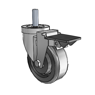S30 Series Threaded Stem Stainless Steel Swivel Caster with 4 x 1.5 Phenolic Wheel and PosiLoc Brake