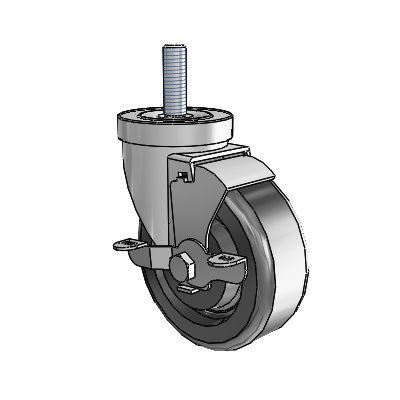 S30 Series Threaded Stem Stainless Steel Swivel Caster with 4 x 1.5 Phenolic Wheel and VertiLoc Brake