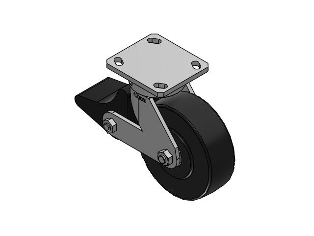 110 Series Kingpinless Top Plate Swivel Caster with 6 x 2 Black Polymer NX - Trionix High Impact Polymer Wheel and Poly Lock Integrated Brake
