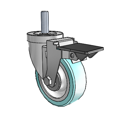 S30 Series Threaded Stem Stainless Steel Swivel Caster with 4 x 1.25 Advantage Health Wheel and PosiLoc Brake