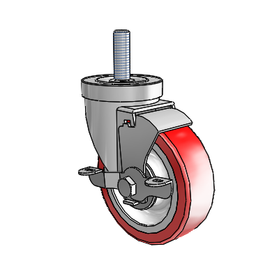 S30 Series Threaded Stem Stainless Steel Swivel Caster with 4 x 1.25 Advantage Heat (Flat) Wheel and VertiLoc Brake