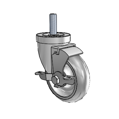 S30 Series Threaded Stem Stainless Steel Swivel Caster with 4 x 1.25 PolyLock (Grey) Wheel and VertiLoc Brake