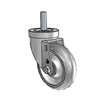 S30 Series Threaded Stem Stainless Steel Swivel Caster with 4 x 1.25 Advantage TPR (Round) Wheel