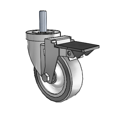 S30 Series Threaded Stem Stainless Steel Swivel Caster with 4 x 1.25 Advantage TPR (Flat) Wheel and PosiLoc Brake