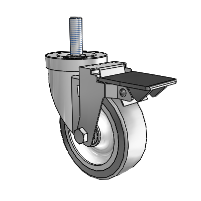 S30 Series Threaded Stem Stainless Steel Swivel Caster with 4 x 1.25 Advantage TPR (Flat) Wheel and PosiLoc Brake