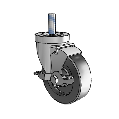 S30 Series Threaded Stem Stainless Steel Swivel Caster with 4 x 1.25 Polyolefin Wheel and VertiLoc Brake