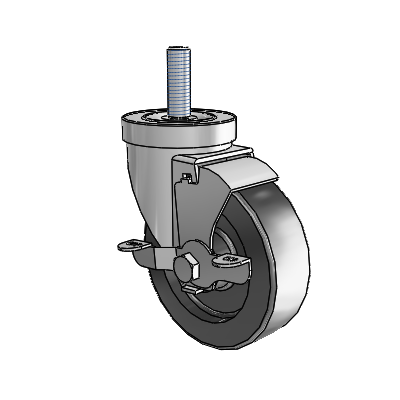 S30 Series Threaded Stem Stainless Steel Swivel Caster with 4 x 1.25 Polyolefin Wheel and VertiLoc Brake