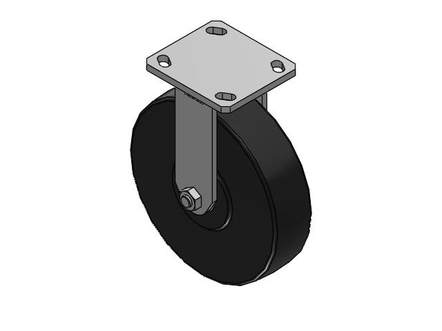 110 Series Kingpinless Top Plate Rigid Caster with 8 x 2 Black Polymer NX - Trionix High Impact Polymer Wheel