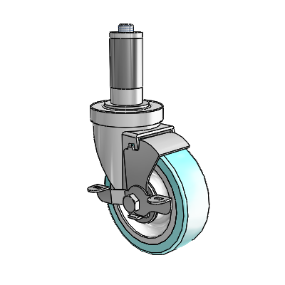 S30 Series Expanding Adapter Stainless Steel Swivel Caster with 4 x 1.25 Advantage Health Wheel and VertiLoc Brake