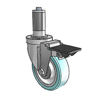 S30 Series Expanding Adapter Stainless Steel Swivel Caster with 4 x 1.25 Advantage Health Wheel and PosiLoc Brake