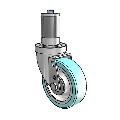 S30 Series Expanding Adapter Stainless Steel Swivel Caster with 4 x 1.25 Advantage Health Wheel