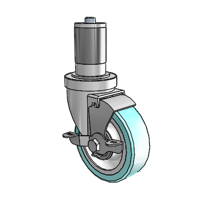 S30 Series Expanding Adapter Stainless Steel Swivel Caster with 4 x 1.25 Advantage Health Wheel and VertiLoc Brake