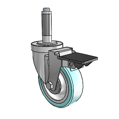 S30 Series Expanding Adapter Stainless Steel Swivel Caster with 4 x 1.25 Advantage Health Wheel and PosiLoc Brake