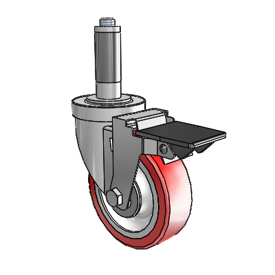 S30 Series Expanding Adapter Stainless Steel Swivel Caster with 4 x 1.25 Advantage Heat (Flat) Wheel and PosiLoc Brake