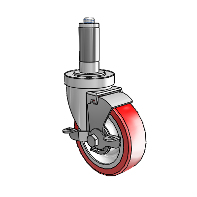 S30 Series Expanding Adapter Stainless Steel Swivel Caster with 4 x 1.25 Advantage Heat (Flat) Wheel and VertiLoc Brake