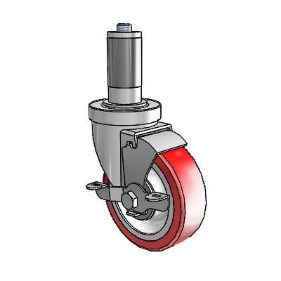 S30 Series Expanding Adapter Stainless Steel Swivel Caster with 4 x 1.25 Advantage Heat (Flat) Wheel and VertiLoc Brake
