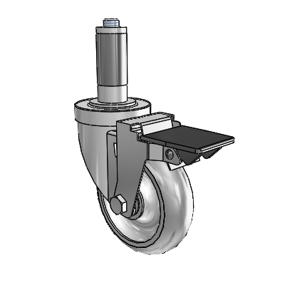 S30 Series Expanding Adapter Stainless Steel Swivel Caster with 4 x 1.25 PolyLock (Grey) Wheel and PosiLoc Brake