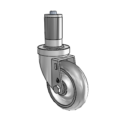 S30 Series Expanding Adapter Stainless Steel Swivel Caster with 4 x 1.25 PolyLock (Grey) Wheel