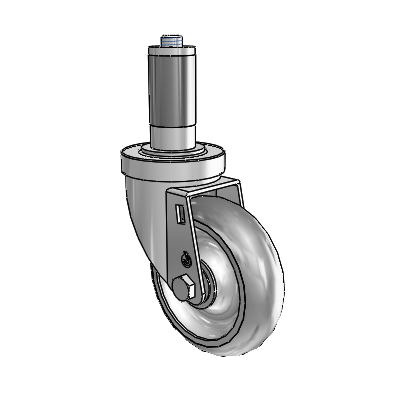 S30 Series Expanding Adapter Stainless Steel Swivel Caster with 4 x 1.25 Advantage TPR (Round) Wheel