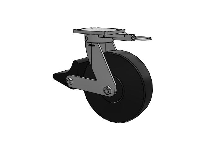 110 Series Kingpinless Top Plate Swivel Caster with 8 x 2 Black Polymer NX - Trionix High Impact Polymer Wheel and Poly Lock Integrated Brake