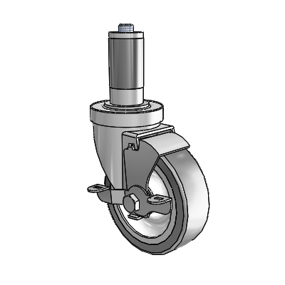 S30 Series Expanding Adapter Stainless Steel Swivel Caster with 4 x 1.25 Advantage TPR (Flat) Wheel and VertiLoc Brake